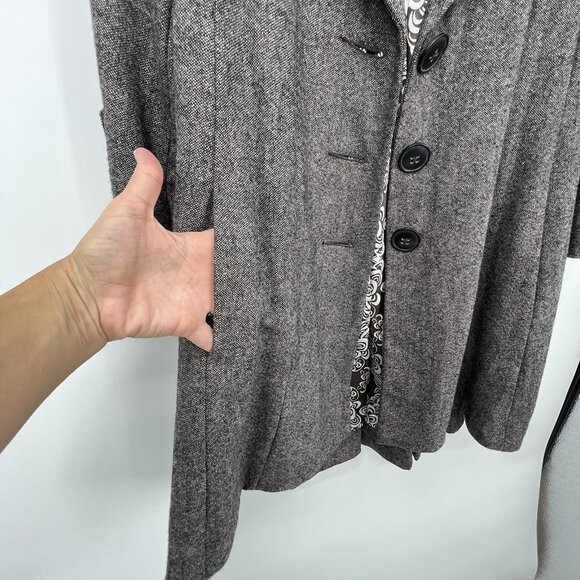 CAbi Shakespeare Swing Tweed Coat Sz 4 Brown Wool Blend Academia Office - Picture 11 of 16